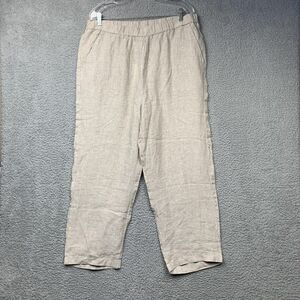 Quince Pants Womens XL Flax Beige 100% European Linen Elastic Waist Pocket NWT
